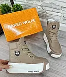 Кросівки черевики бежеве хутро екошкіряні жіночі, фото 6
