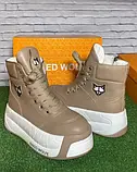 Кросівки черевики бежеве хутро екошкіряні жіночі, фото 7