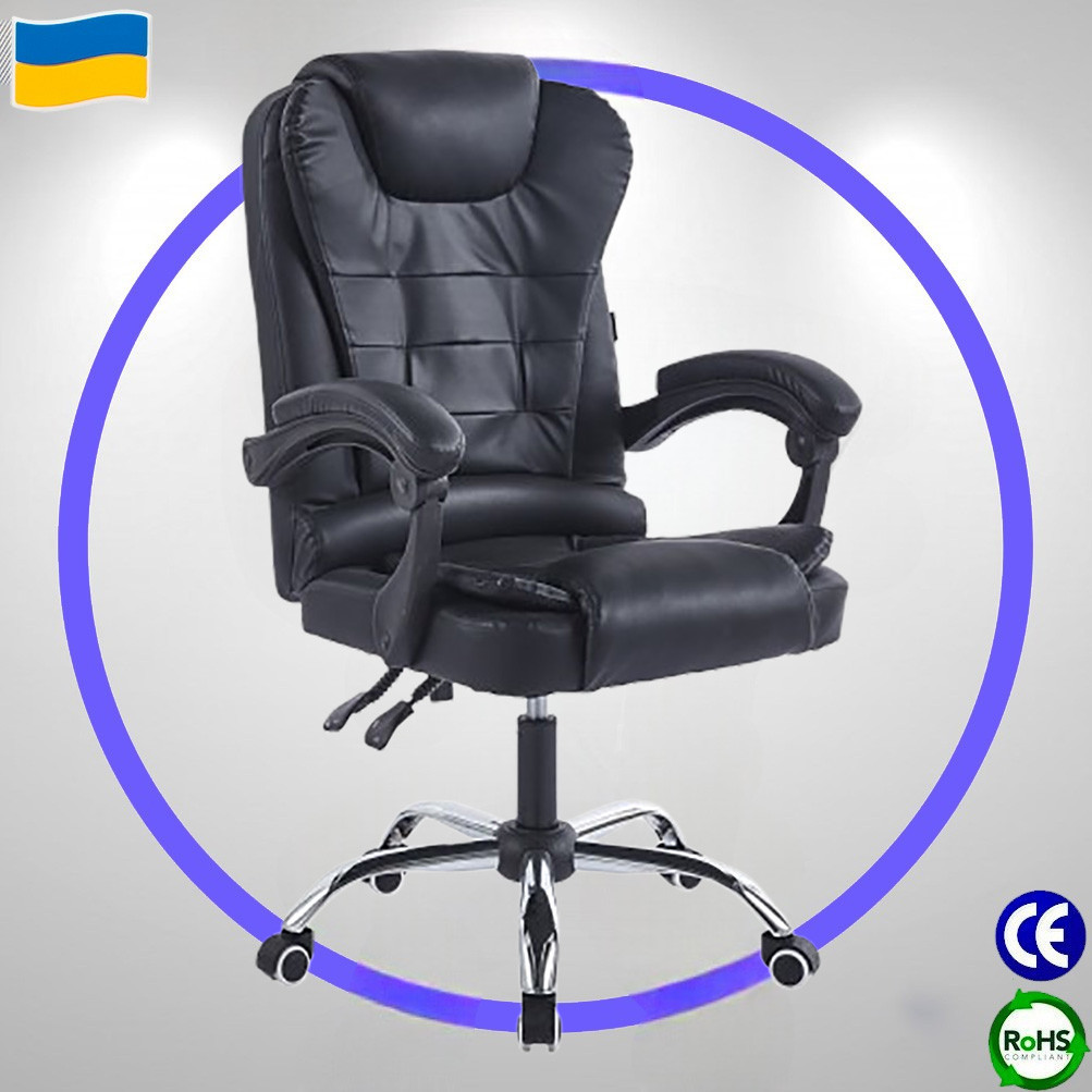 КРІСЛО КОМП'ЮТЕРНЕ ОФІСНЕ на коліщатках Bonro BN-6070 чорне для дому та офісу Офісні та комп'ютерні крісла