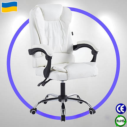 КРІСЛО КОМП'ЮТЕРНЕ ОФІСНЕ на коліщатках Bonro BN-6070 біле для дому та офісу Офісні та комп'ютерні крісла, фото 1