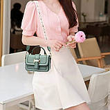 Жіноча сумка 5955 крос-боді зелена на ремінці, фото 3