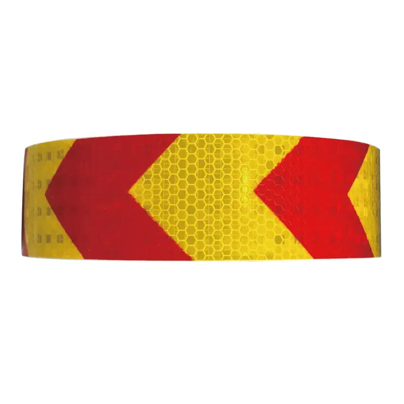 Світловідбивна самоклейна стріла ЧЕРВОНО-ЖОВТА стрічка 5х100 см