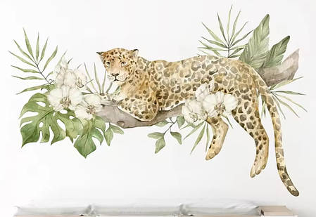 Вінілові наклейки BRUP Леопард, який лежить (лист 40 х 60 см) Б359, фото 1