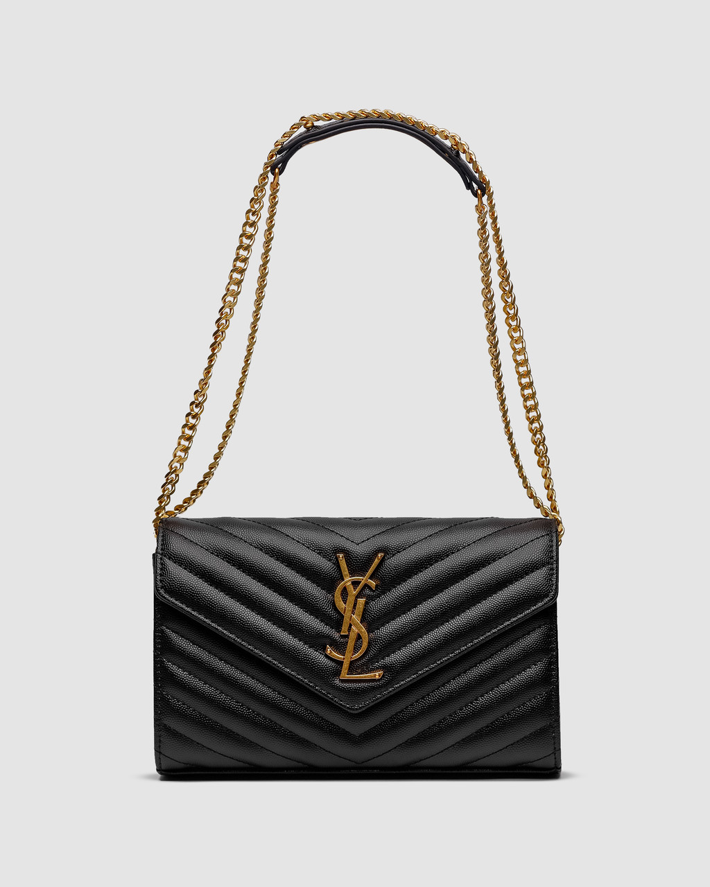 💎 YSL Cassandre Matelasse Chain Wallet In Grain De Poudre Embossed Leather 22.5 x 13.5 x 5 см
