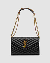 💎 YSL Cassandre Matelasse Chain Wallet In Grain De Poudre Embossed Leather 22.5 x 13.5 x 5 см