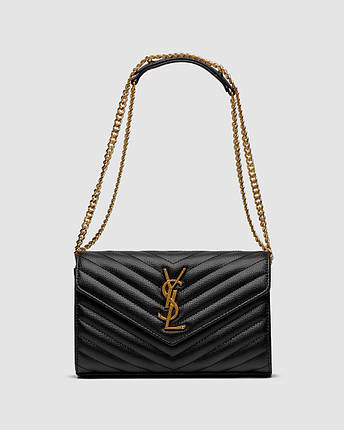 💎 YSL Cassandre Matelasse Chain Wallet In Grain De Poudre Embossed Leather 22.5 x 13.5 x 5 см, фото 1
