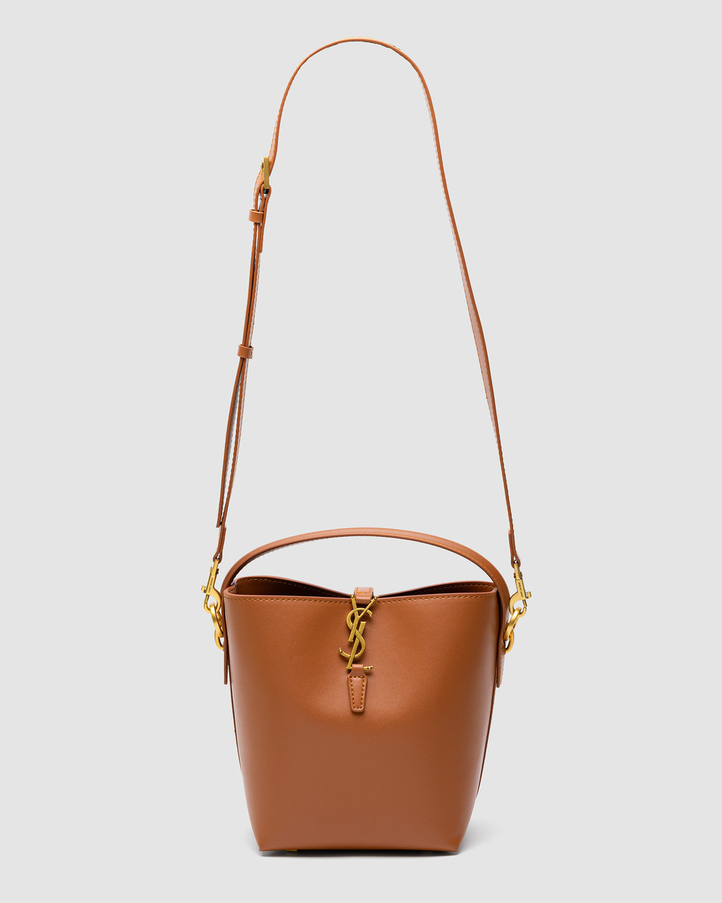 💎 Saint Laurent Medium Le 37 Shiny Leather Bucket Bag Brown 15 х 20 х 13 см