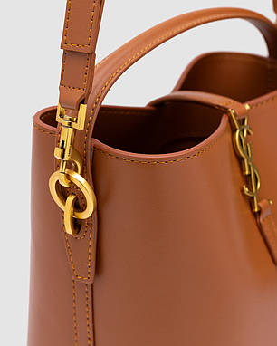 💎 Saint Laurent Medium Le 37 Shiny Leather Bucket Bag Brown 15 х 20 х 13 см, фото 2
