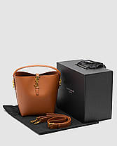 💎 Saint Laurent Medium Le 37 Shiny Leather Bucket Bag Brown 15 х 20 х 13 см, фото 4