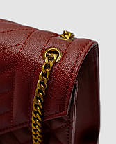 💎 Saint Laurent Envelope Medium In Quilted Grain De Poudre Embossed Leather Burgundy 24 х 19 х 5 см, фото 3