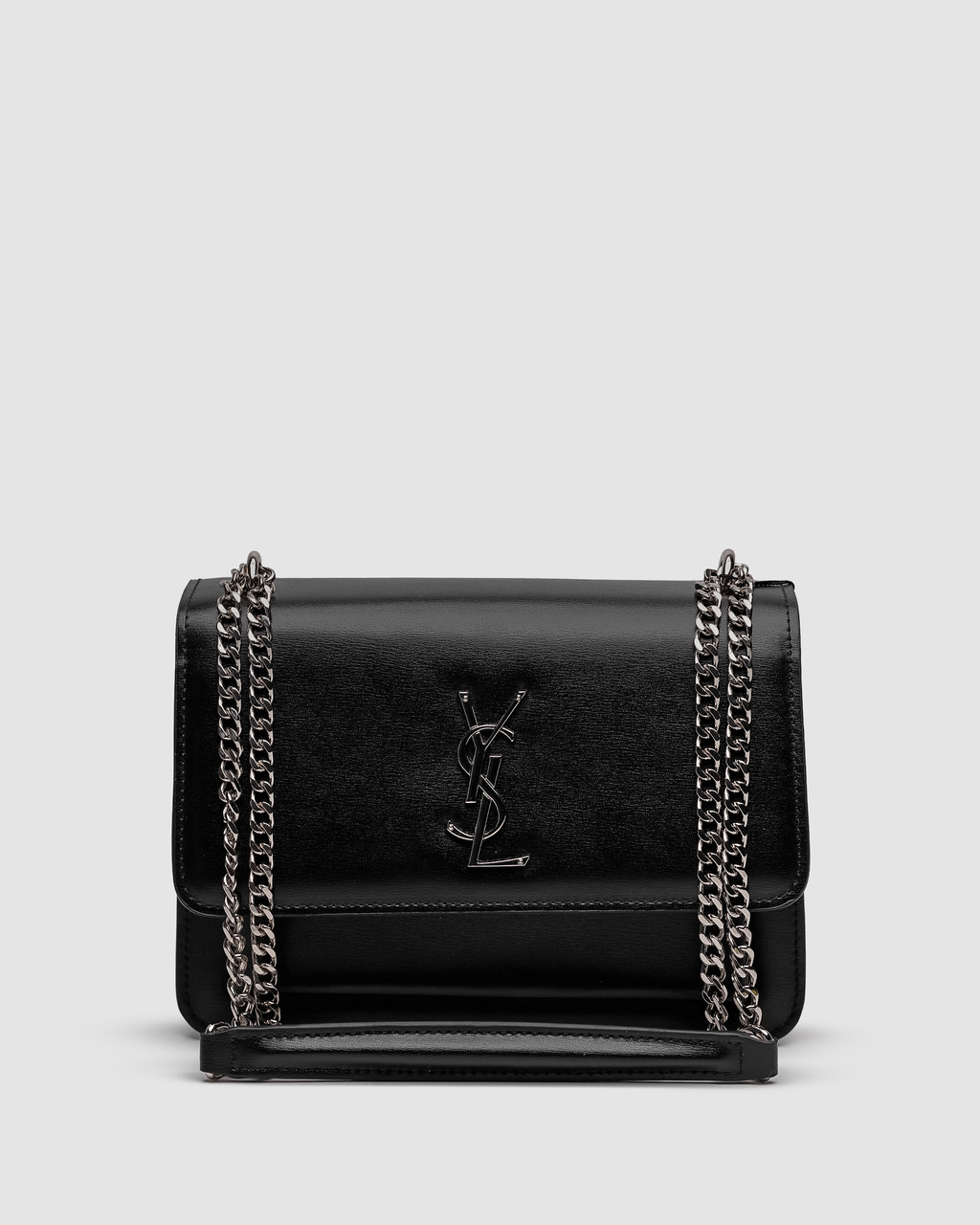 💎 Yves Saint Laurent Medium Sunset in Smooth Leather Black/Silver 22 x 16 x 7 см