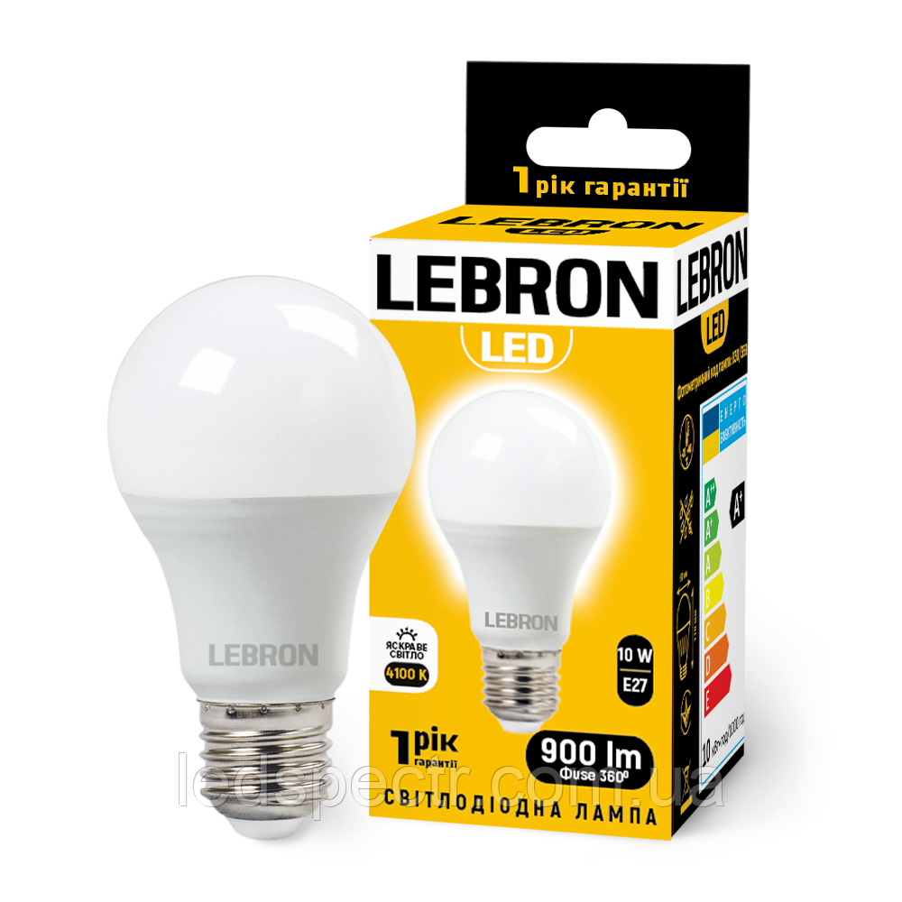 LED лампа Lebron A60, 10W, E27, 4100K, 900Lm, з акустичним датчиком, фото 1