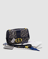 💎 Christian Dior 30 Montaigne Chain Bag Blue Dior Oblique Jacquard 24 х 17 х 7 см, фото 4