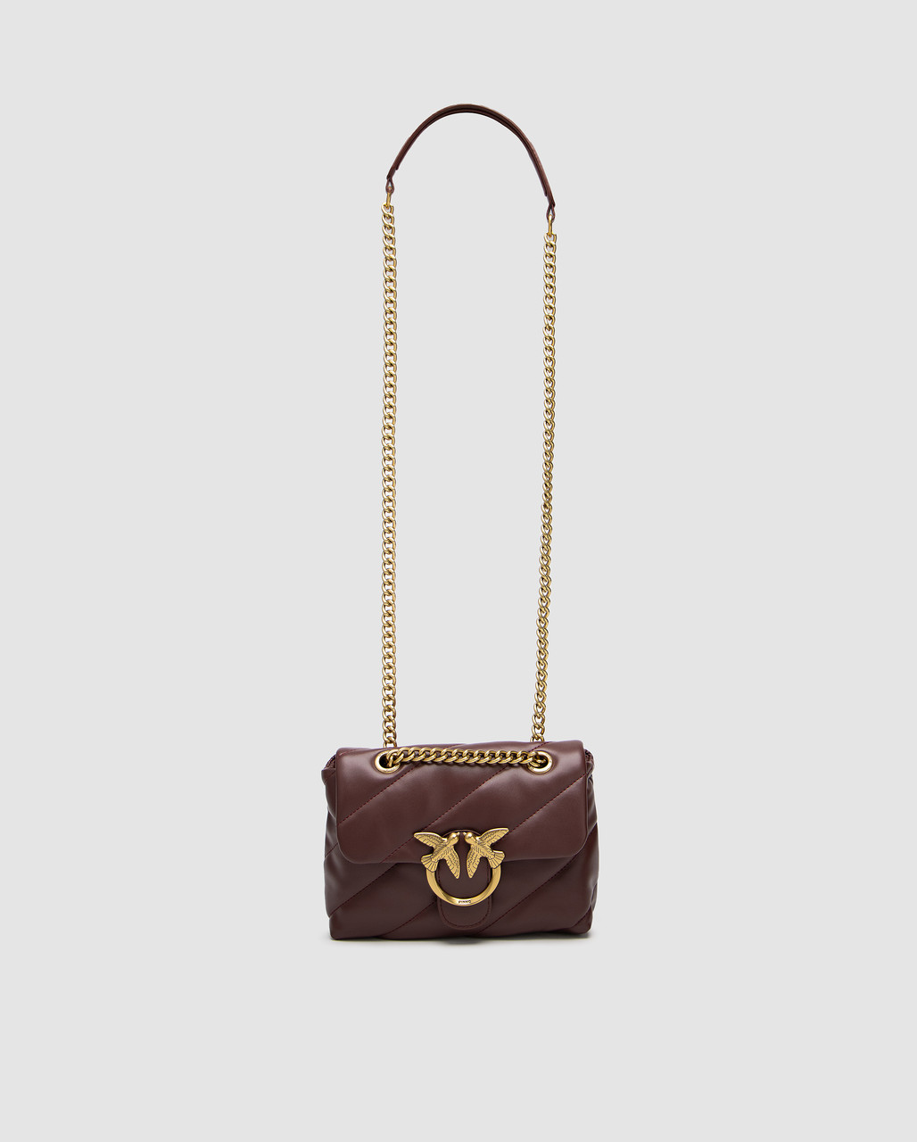 💎 Pinko Baby Love Bag Puff Maxi Quilt Burgundy/Gold 22 х 15 х 8 см