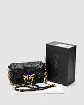 💎 Pinko Black Quilted Leather Love Mini Puff Staples 21 х 15 х 8 см, фото 4