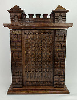 Дерев'яна настінна ключниця "Фортеця" ручної роботи | Стильний органайзер для ключів із натурального дерева