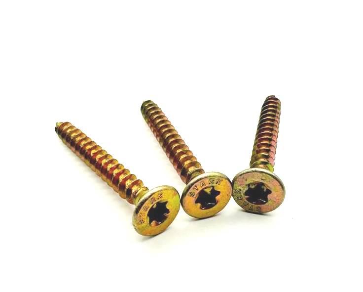 Саморіз універсальний потайна голівка Torx 30 жовтий цинк 6х80 (200шт)