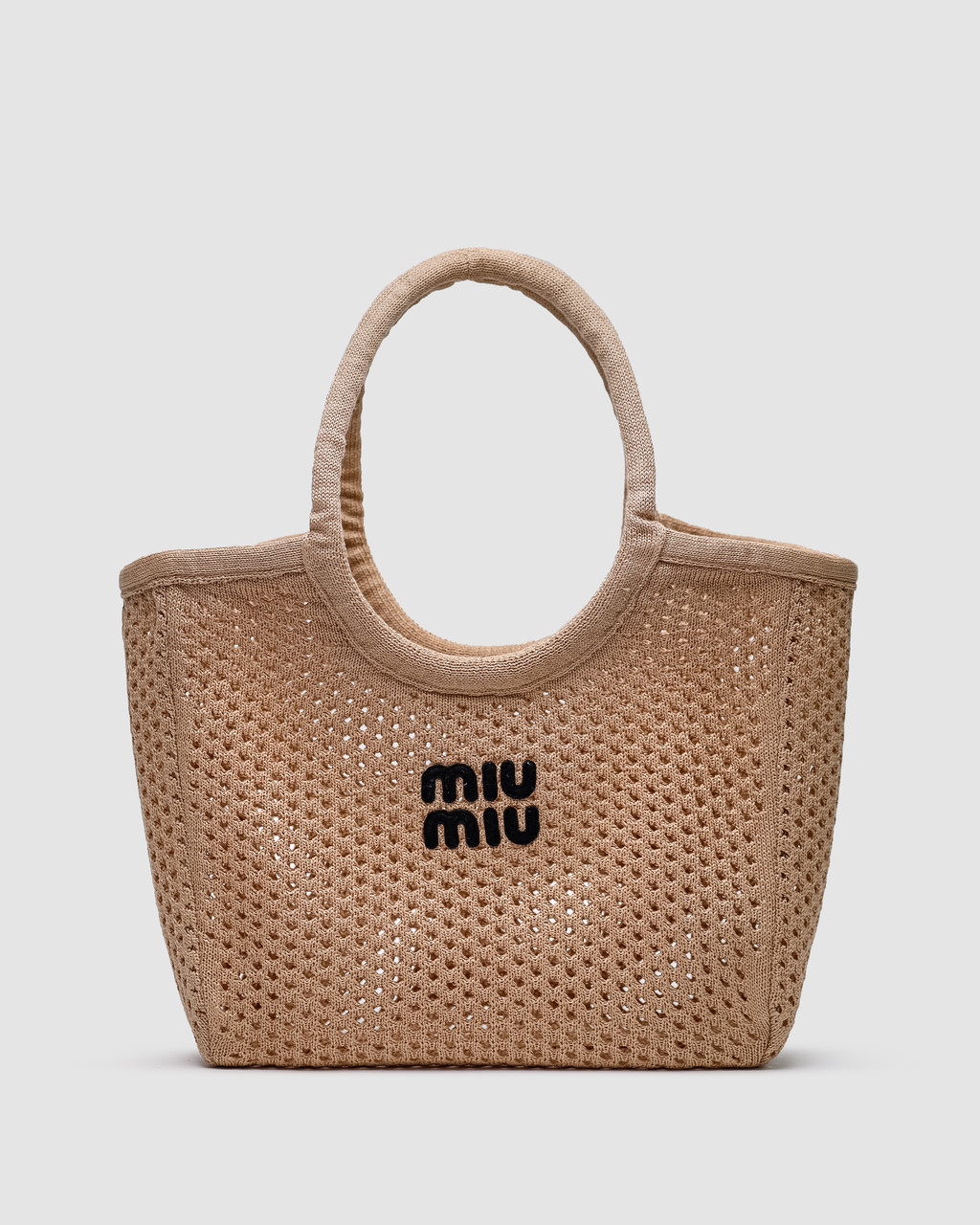💎 Miu Miu Raffia And Linen Tote Bag Beige 32 х 30 х 10 см