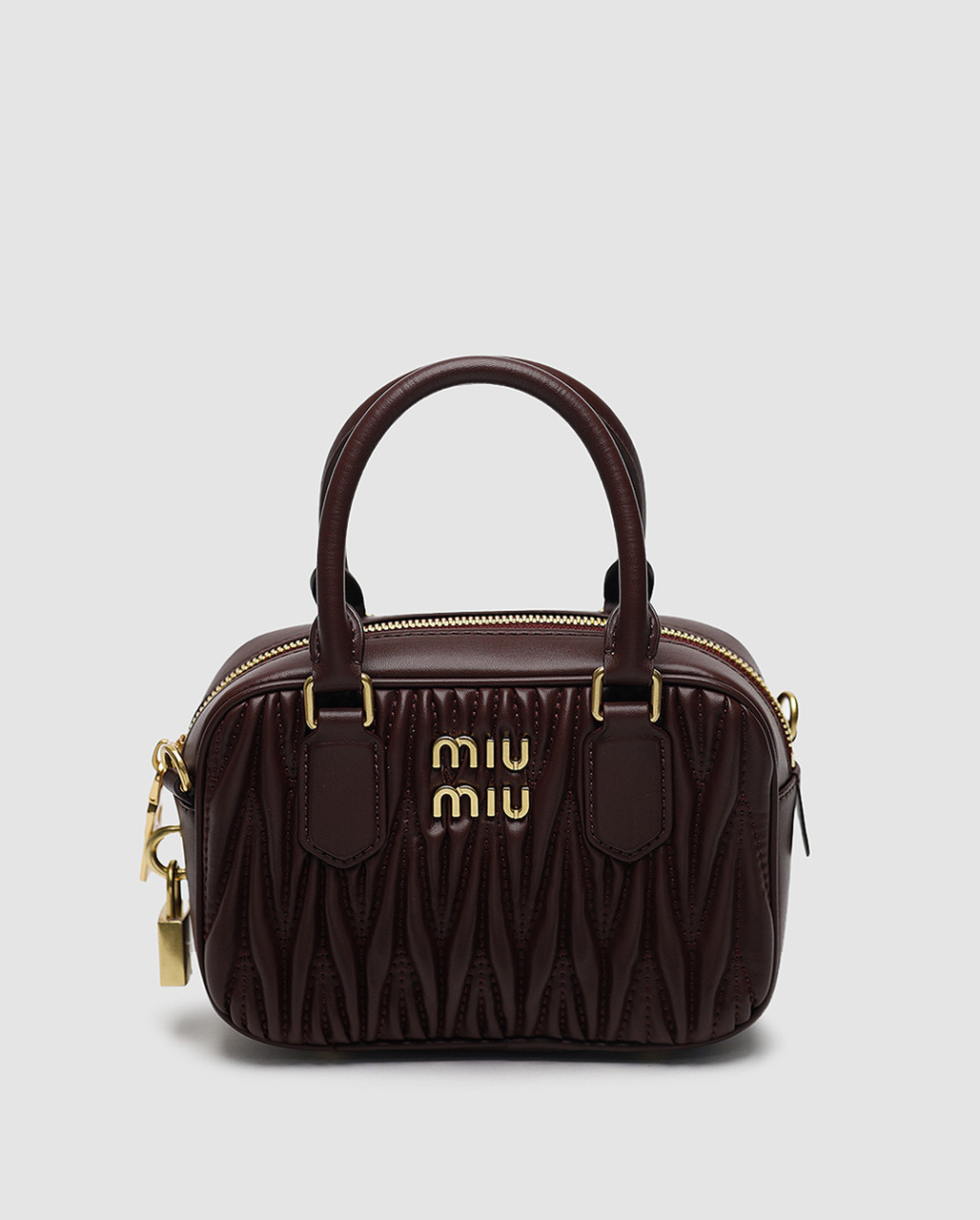 💎 Miu Miu Arcadie Matelassé Nappa Leather Bag Burgundy 20 x 13 x 7 см