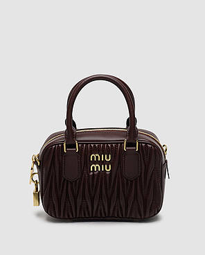 💎 Miu Miu Arcadie Matelassé Nappa Leather Bag Burgundy 20 x 13 x 7 см, фото 1