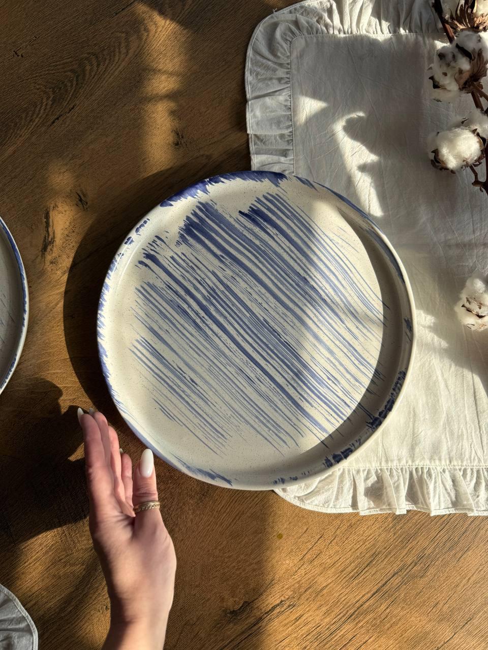 Тарілка Кругла з бортиків 29 см Синій Лофт Плюс, фото 1