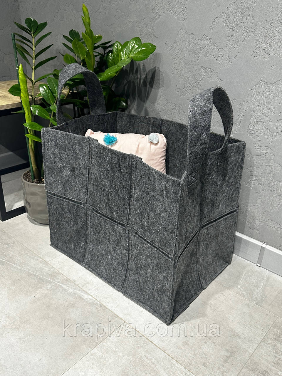 Кошик великий для дому інтер'єру іграшок білизни з ручками м'який, кошик для білизні іграшок будинку, фото 1