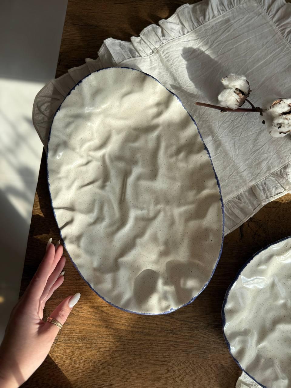 Тарілка Овальна Скала 36 см Синій Лофт, фото 1