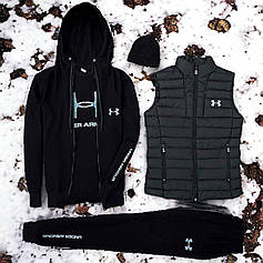 (п) ФЛІС Комплект з жилеткою Under Armour (худі на змійці + штани + футболка + шапка + жилетка)