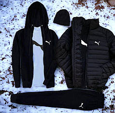 (п) ФЛІС Комплект із курткою Puma (худі на змійці + штани + футболка + шапка + куртка)