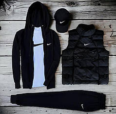 (п) Комплект із жилеткою Nike (худі на змійці + штани + футболка + кипка + пилетка)