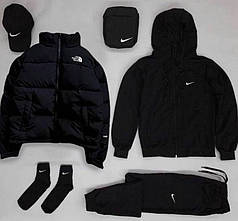 (п) ФЛІС Комплект Nike з курткою The North Face (худі на змійці + штани +куртка + кокетка +куртка)