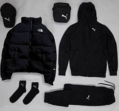 (п) ФЛІС Комплект Puma з курткою The North Face (худі на змійці + штани +куртка + кокетка +куртка)