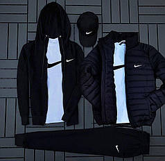 (п) ФЛІС Комплект із курткою Nike (худі на змійці + штани + футболка + футболка + куртка +куртка)
