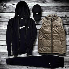 (п) Комплект із жилеткою Nike (худі на змійці + штани + футболка + футболка + кипка + жилетка)