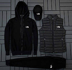 (п) ФЛІС Комплект із жилеткою The North Face (худі на змійці + штани + клепка + жилетка)
