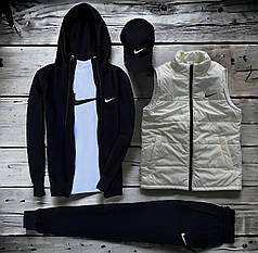 (п) Комплект із жилеткою Nike (худі на змійці + штани + футболка + кипка + пилетка)