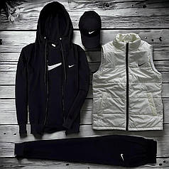 (п) Комплект із жилеткою Nike (худі на змійці + штани + футболка + кипка + пилетка)