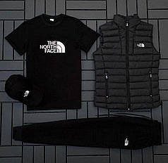 (п) ФЛІС Комплект із жилеткою The North Face (футболка біла + кипка + жилетка + штани)