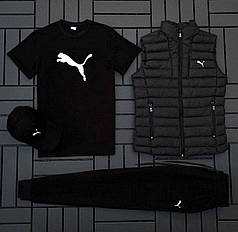(п) ФЛІС Комплект із жилеткою Puma (футболка біла + кипка + жилетка + штани)