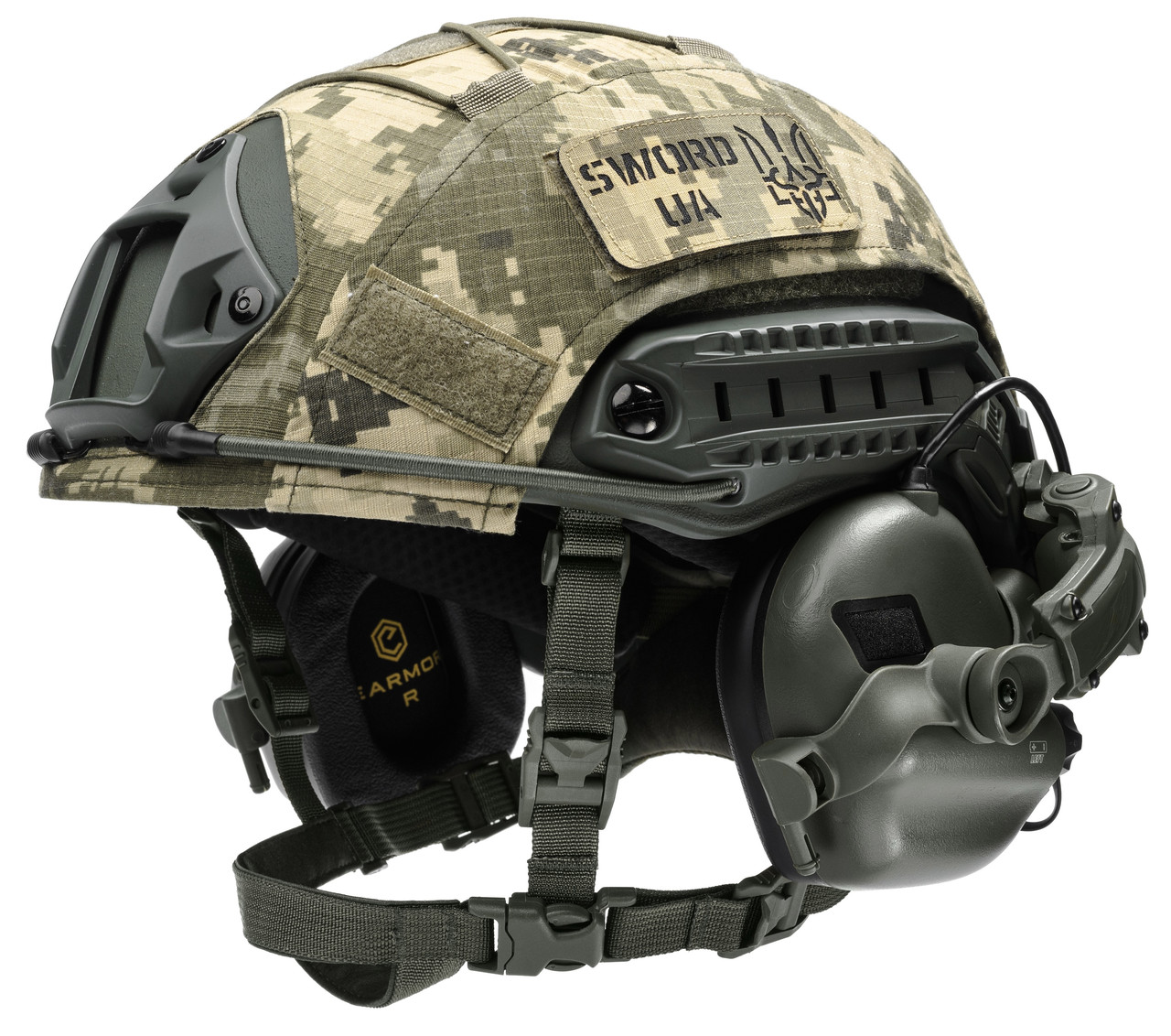 Балалістичний шолом каска FAST Helmet NIJ IIIA + Тактичні навушники M31