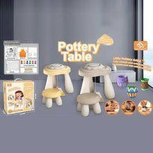 Набір для гончарства 8821  столик, стільчик, станок, глина, фарби, пензлики, інструменти, фартух, у коробці 35.3 см × 16 см × 40.2