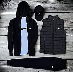 (п) Комплект із жилеткою Nike (худі на змійці + штани + футболка + футболка + кипка + жилетка)