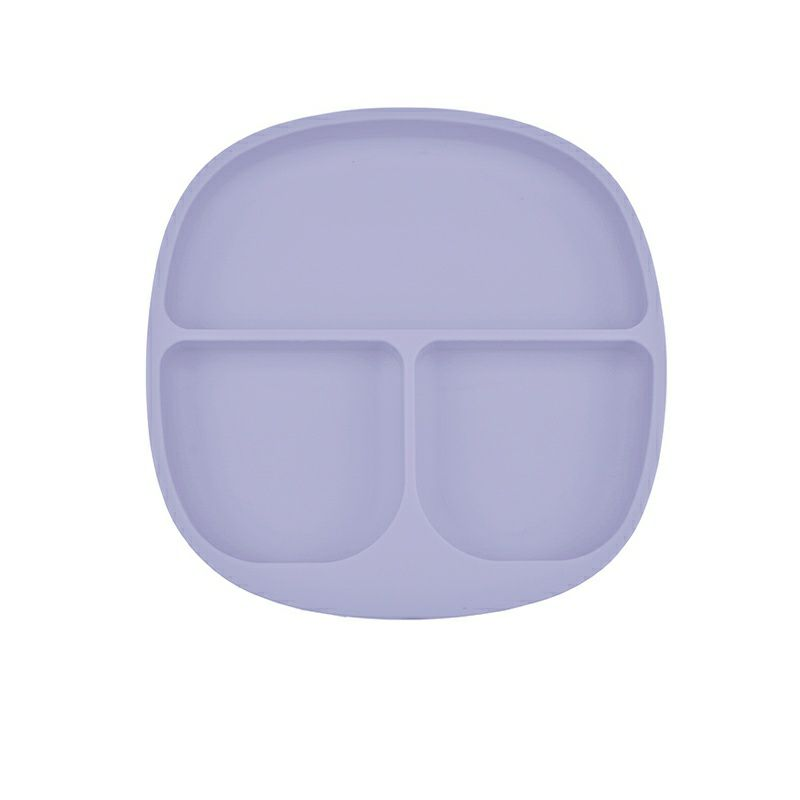 Тарілка силіконова секційна на присосці з кришкою, Lilac, фото 1