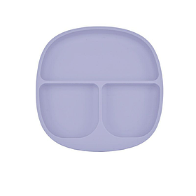 Тарілка силіконова секційна на присосці з кришкою, Lilac