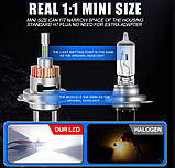 MINI LED лампа H7 CARLITEK 1:1 360 градусів 4 діода з обманкою  Вузький діод на ближнє або дальнє світлоло 1шт, фото 4