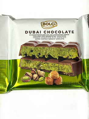 Дубайський шоколад із фісташкою та кутаїфі Bolci Dubai Chocolate 100 г, фото 1