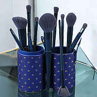 Набір пензлів для макіяжу в тубусі 12 шт. Синій