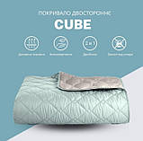 Покривало на ліжко стиль Cube двостороннє м'ята/св.сірий, фото 3