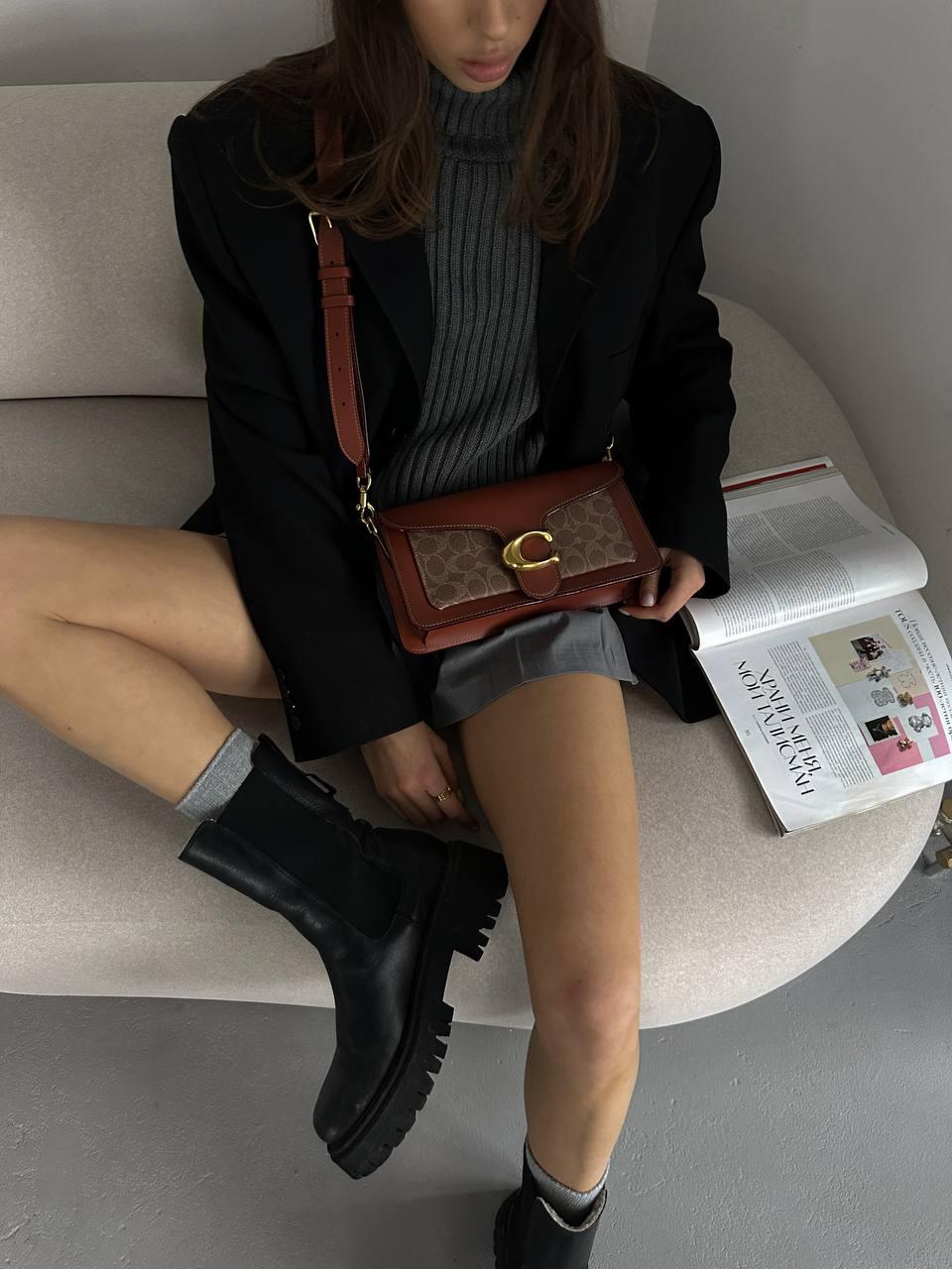 Сoach Tabby Shoulder Bag Signature Canvas Brown/Beige[крафтова коробка] 26x14x7