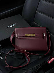 Saint Laurent Manhattan Leather Shoulder Bag  Wine Магнітна + Захисна коробка